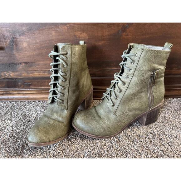Green Tie Up Ankle Boots‎ Women’s 9 Michael Antonio - Picture 1 of 9